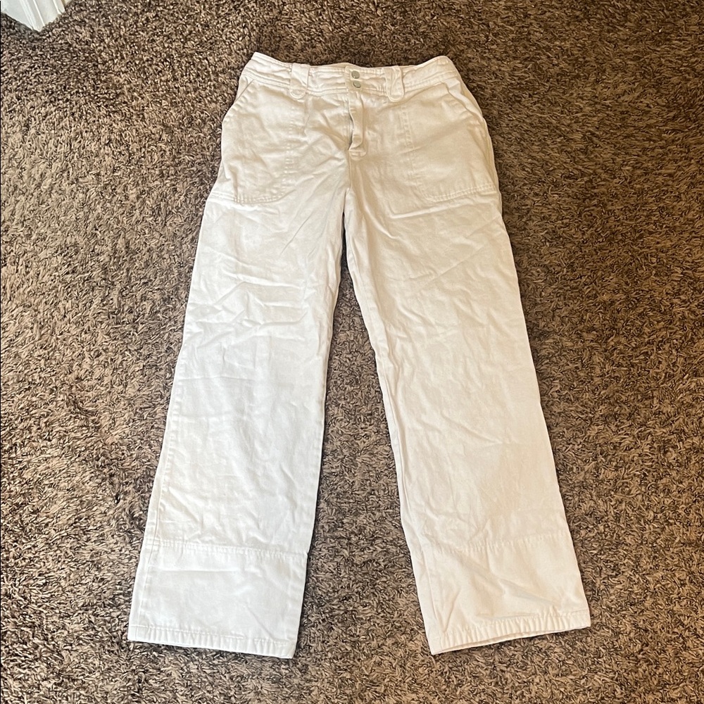 Wide-Leg Linen-Blend Women's Pants in White